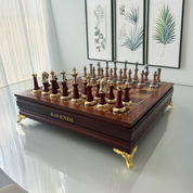 Ravendi Handgemaakte houten schaakbord met opbergsysteem